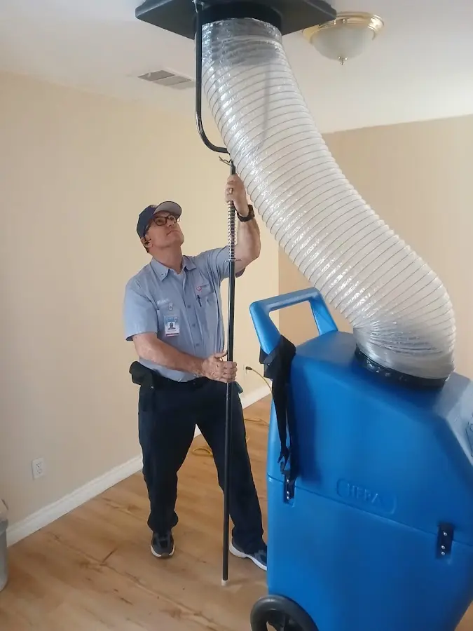 Mini Split Installation technician using HEPA equipment in Glendora